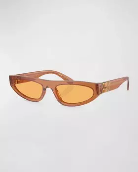 Овальные солнцезащитные очки из ацетата с логотипом Miu Miu, цвет Yellow