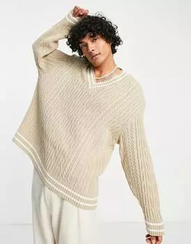 Овсяный джемпер крупной вязки ASOS DESIGN