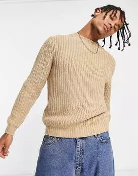 Овсяный джемпер в рубчик с круглым вырезом ASOS DESIGN