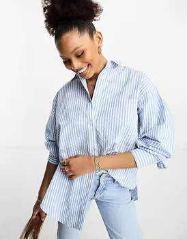 Оксфордская рубашка в сине-белую полоску ASOS DESIGN