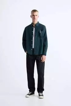 Оксфордская рубашка ZARA, зеленый
