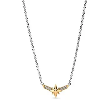 Ожерелье Marvel Captain Marvel Octogram Star Two tone Pendant Pandora, стерлинговое серебро
