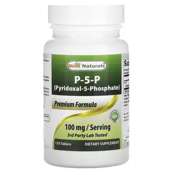 P-5-P (Пиридоксаль-5-фосфат), 100 мг, 120 таблеток (50 мг на таблетку) Best Naturals