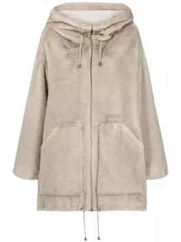 P.A.R.O.S.H. шуба из искусственного меха с капюшоном, нейтральный цвет