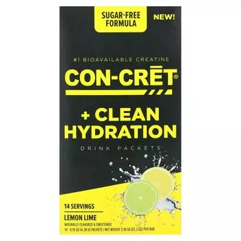 Пакеты для питья Clean Hydration, без сахара, лимон и лайм, 14 пакетов по 0,15 унции (4,38 г) каждый Con-Cret
