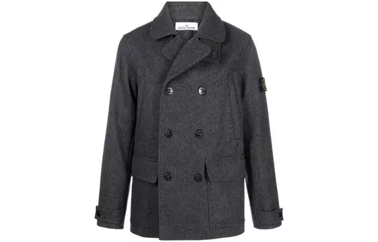 Пальто Compass из смеси натуральной шерсти Stone Island, серый