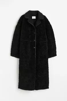 Пальто H&M Teddy Fleece, черный