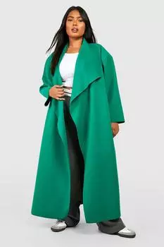 Пальто из шерсти водопад Boohoo, зеленый