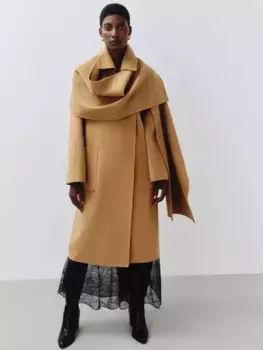 Пальто John Lewis Scarf, кэмел