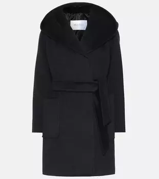 Пальто Rialto из верблюжьей шерсти с поясом MAX MARA, черный