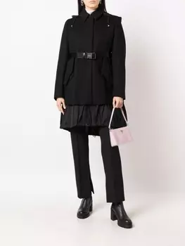 Пальто с поясом Prada, черный