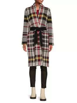 Пальто с поясом в клетку Birdie L'Agence, цвет Black Multi
