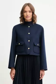 Пальто с шерстью Tommy Hilfiger, темно-синий