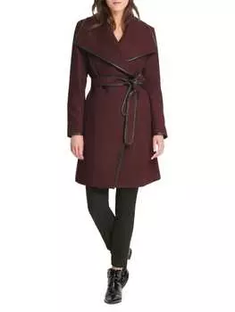 Пальто с запахом из смесовой шерсти DKNY Bordeaux