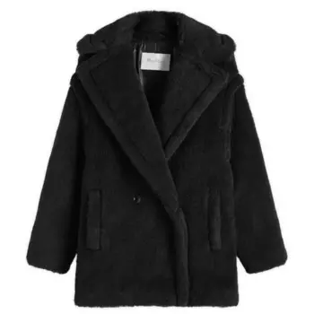 Пальто свободного покроя цвета фуксия Max Mara, черный