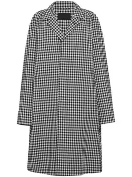 Пальто в клетку гингем Prada, белый