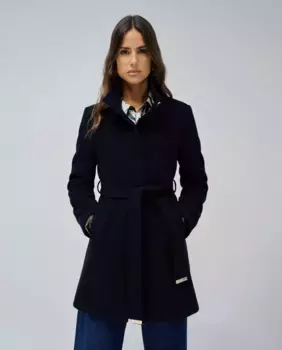 Пальто женское Grace из ткани с поясом Salsa Jeans, тёмно-синий