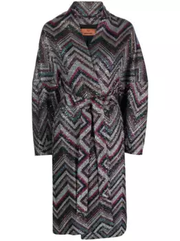 Пальто Zigzag с пайетками и поясом Missoni, зеленый