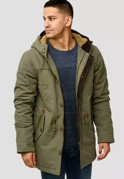 Пальто зимнее Indicode Jeans с капюшоном, зеленый