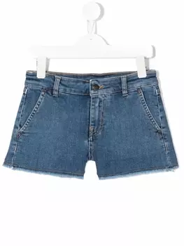 Palm Angels Kids джинсовые шорты с бахромой, синий