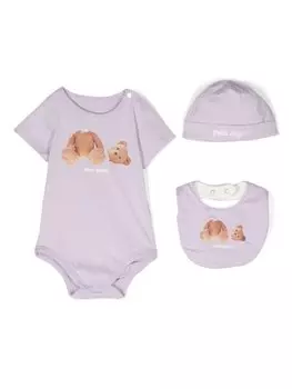 Palm Angels Kids комплект Broken Bear из боди, фиолетовый