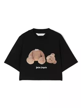 Palm Angels Kids укороченная футболка с принтом, черный