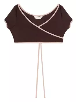 Palm Angels топ бикини с рукавами кап, коричневый