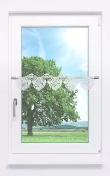Панельная штора Plauener Spitze - цветочное сердце (Ш х В) 256см*13см белый/сырой белый