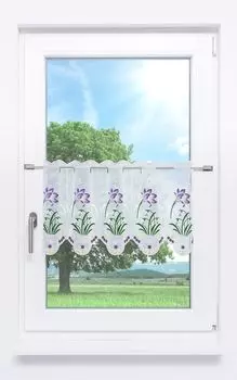 Панельная штора Plauener Spitze - крокус с подснежниками (Ш х В) 160см*36см фиолетовый/фиолетовый