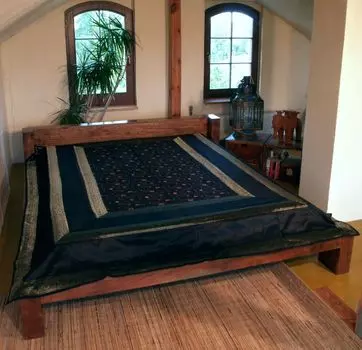 Парчовое одеяло, покрывало, покрывало - темно-синий, вискоза, 230*270*3 см, лоскутное одеяло из Индии Guru-Shop