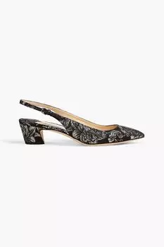 Парчовые туфли Gemma 40 с эффектом металлик и пяткой на пятке JIMMY CHOO, серебряный