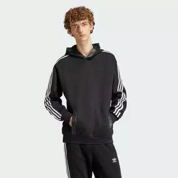 Парка Adidas Faux Leather Adicolor Three Stripes Heavy Fleece Parka, черный