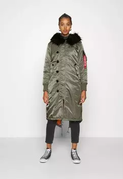 Парка Alpha Industries с меховым воротником, зеленый
