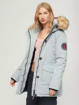 Парка Everest с капюшоном из искусственного меха Superdry, жаворонок серый