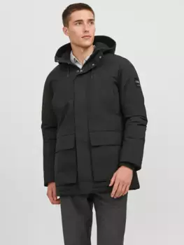 Парка Jack & Jones "JJEROB PARKA SN", с капюшоном, черный