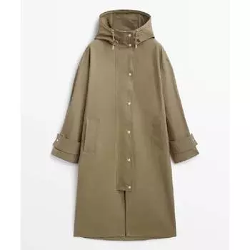 Парка Massimo Dutti Long Hooded, бежевый