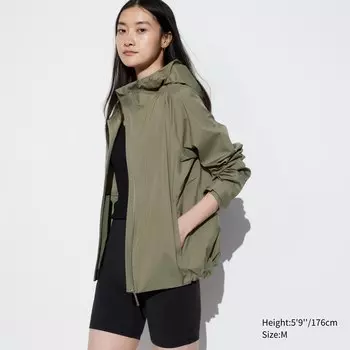 Парка с капюшоном blocktech UNIQLO, оливковый