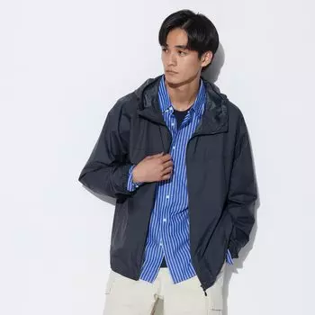 Парка Uniqlo с капюшоном, темно-синий