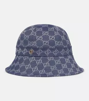 Парусиновая панама с узором gg Gucci, синий