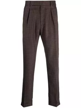 Paul Smith зауженные шерстяные брюки в клетку, коричневый