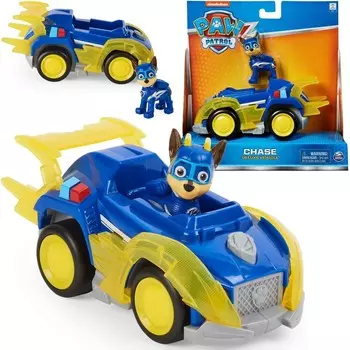 Paw Patrol Space Patrol deluxe Миниатюрная фигурка Чейза + Синий автомобиль Mighty Pups Spin Master