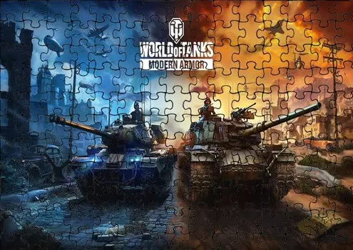 Пазл 192 детали: Tanks Games + Сумка с принтом bez marki