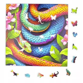Пазл Colorful Snake Mruu&Pruu 25 x 25 см 150 деталей Деревянный пазл