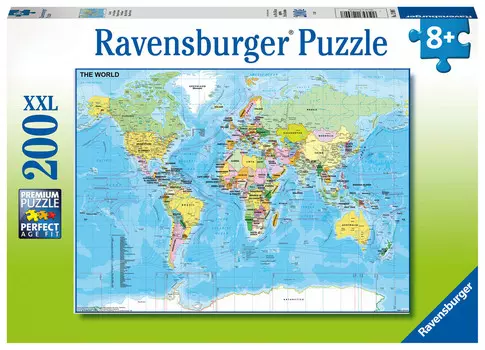 Пазл Ravensburger для детей Карта мира размера XXL, 200 шт.