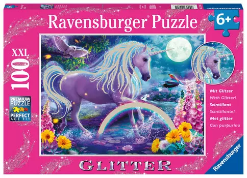 Пазл Ravensburger для детей XXL Glitter единорог, 100 шт.