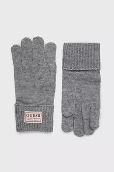 Перчатки из смесовой шерсти Guess, серый
