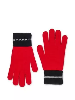 Перчатки Marni Kids с логотипом и интарсией, красный