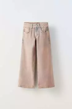 Перекрасенные джинсы ZARA, розовый