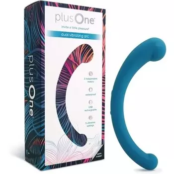 Персональный массажер plusOne с двойной вибрирующей аркой и 5 мощными настройками вибрации, перезаряжаемый, полностью водонепроницаемый, синий