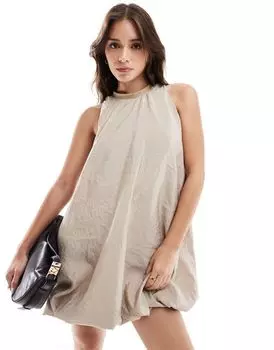 Песочное платье мини с объемным подолом ASOS DESIGN